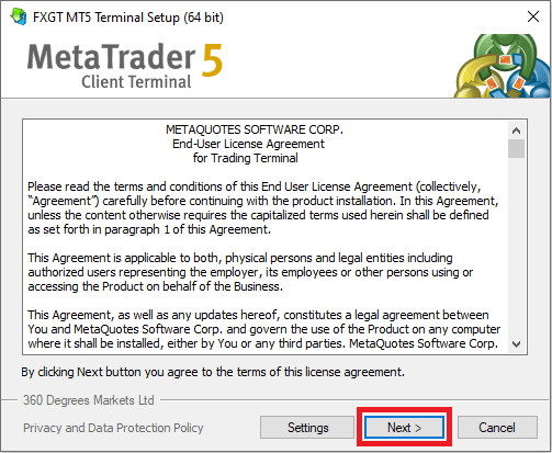 FXGT MT5 インストール2