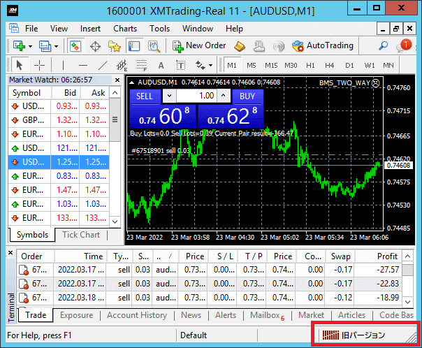 XM MT4 旧いバージョンログインできない