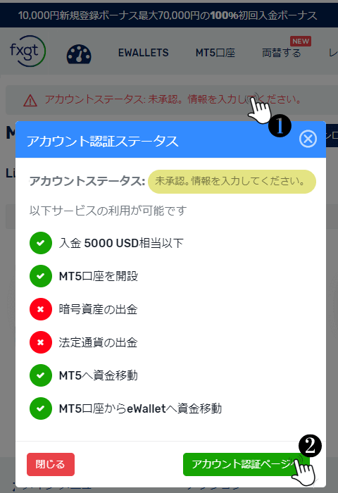 FXGT アカウント認証・有効化